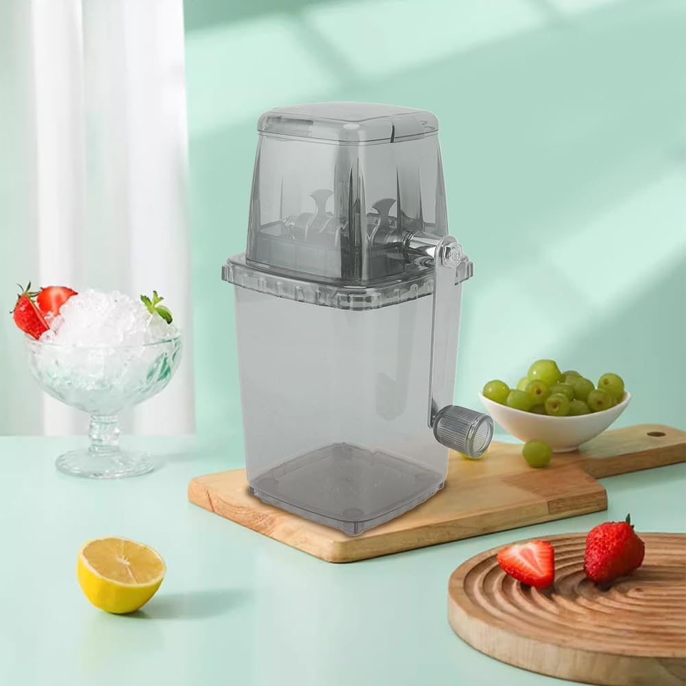 Hand Crank Ice Crusher, Manual Hand Crank Operated Breaker, Portable Chopper Transparent Stainless Steel Breaker Making Drinks Machine for Fast Coarse Shaved Fine Chips Ho (Gray) - Image 2
