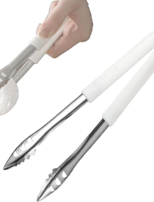 Stainless Steel Ice Tongs - Ideal for Ice Bucket, Jumbo Ice Balls & King Cubes - Small Tongs for Sugar Cubes, Cheese, Candy - Perfect for Bar & Kitchen Use
