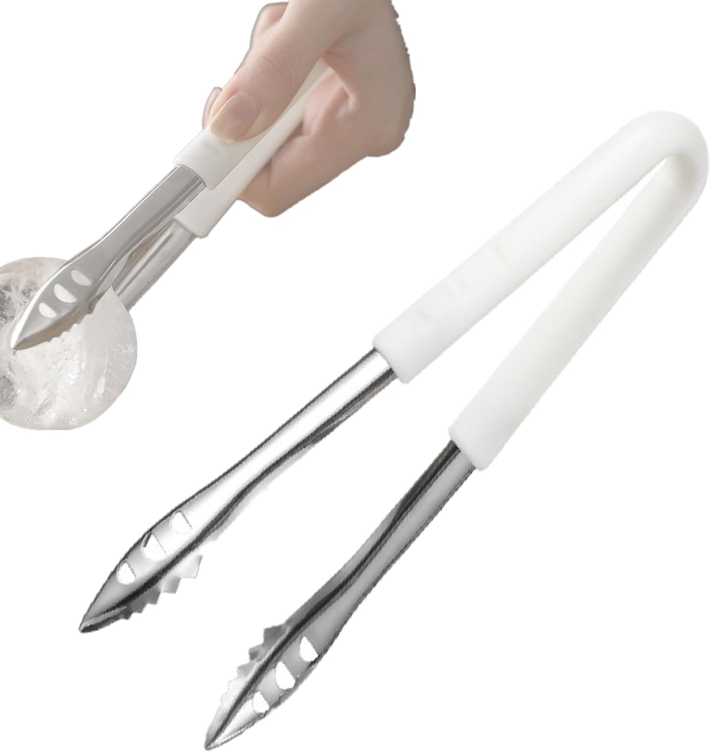 Stainless Steel Ice Tongs - Ideal for Ice Bucket, Jumbo Ice Balls & King Cubes - Small Tongs for Sugar Cubes, Cheese, Candy - Perfect for Bar & Kitchen Use