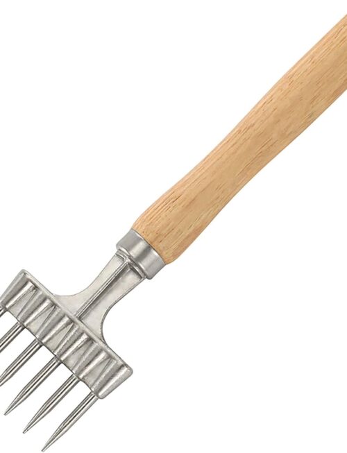 Ice Pick with Wooden Handle, 9 Inch x 2.4 Inch 6 Fork Silver Stainless Steel Ice Crusher for Ice Breaking at Home and Bar (6 Fork)