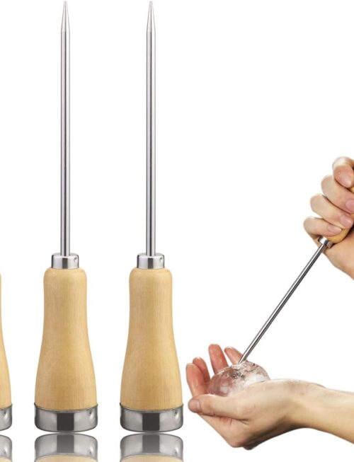 3 Pack Stainless Steel Ice Pick with Safety Wooden Handle for Home Kitchen Restaurant Bar(8.5 Inches)