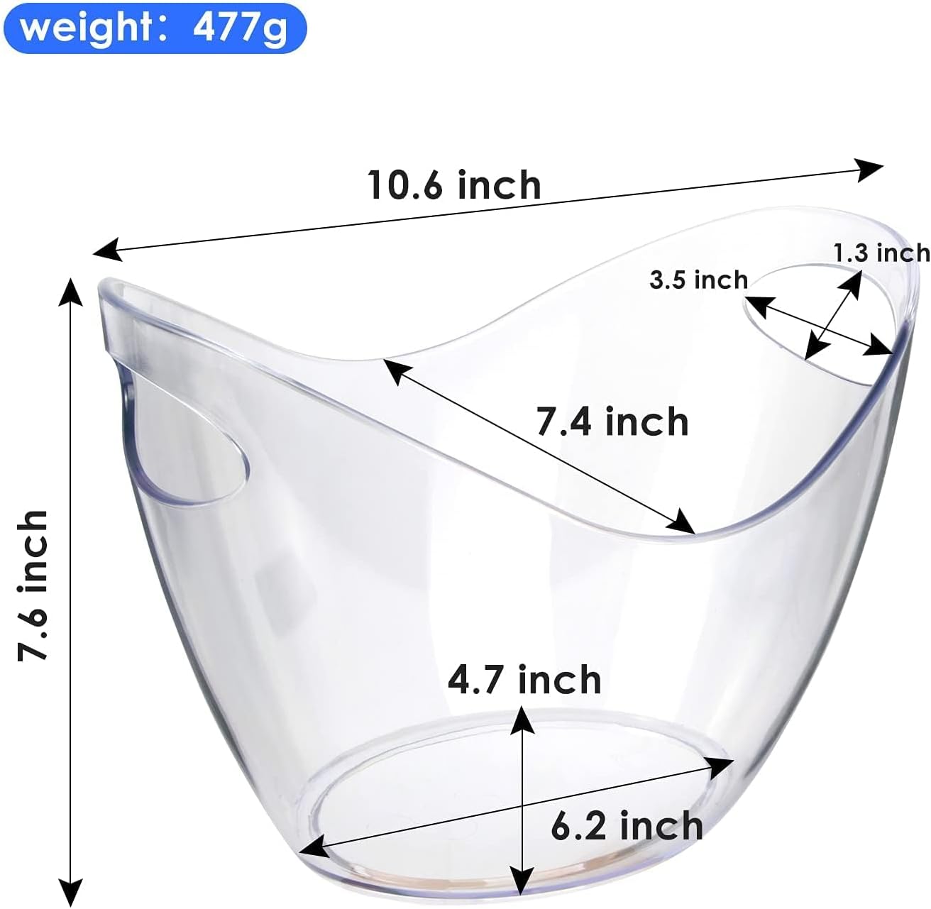 Ice Bucket Wine Bucket,Clear Acrylic 4 Liter Plastic Tub for Drinks and Parties, Food Grade, Perfect for Wine, Champagne or Beer Bottles - Image 2
