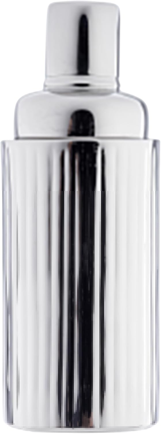 Collection Cocktail Shaker, Double Wall 18 Oz Ribbed Stainless Steel Drink Shaker with Strainer and Cap, 3-Piece Bar Tool for Cocktail Mixing and Entertaining