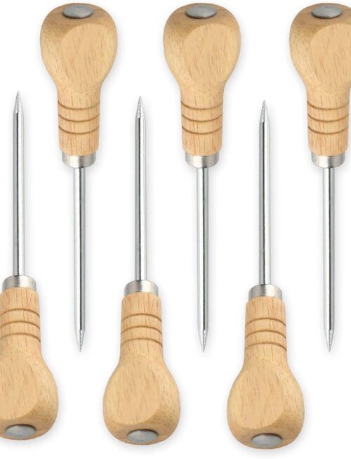 6pcs Ice Pick for Breaking Ice, Stainless Steel Ice Pick Tool with Safety Wooden Handle for Kitchen