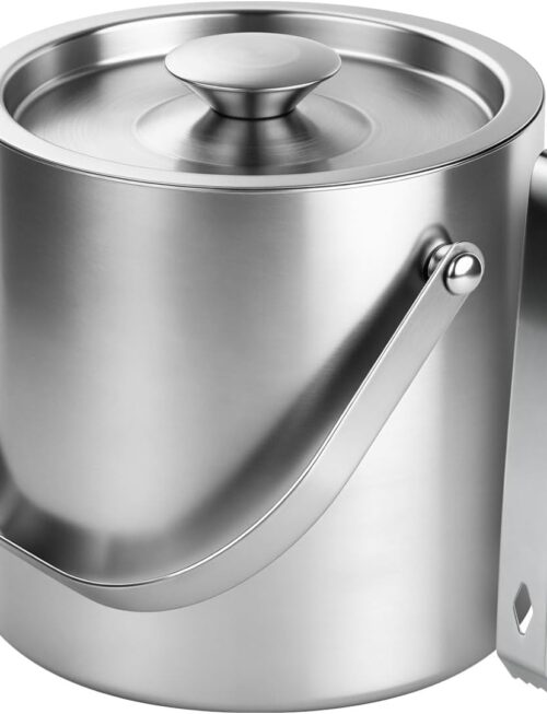 Stainless Steel Ice Bucket - 3L Double-Wall Insulated Ice Buckets for Parties with Lid & Tongs, Large Champagne Wine Drink Container Holder, Ideal for Freezer Cocktail Home Bar Accessories