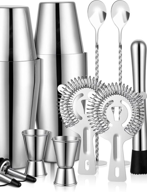 Cocktail Shaker Set, Boston Shakers Bartending Professional Bartender Kit Bartender Beginner Mixed Alcohol Martini Shaker Tins Tool for Bar Drink