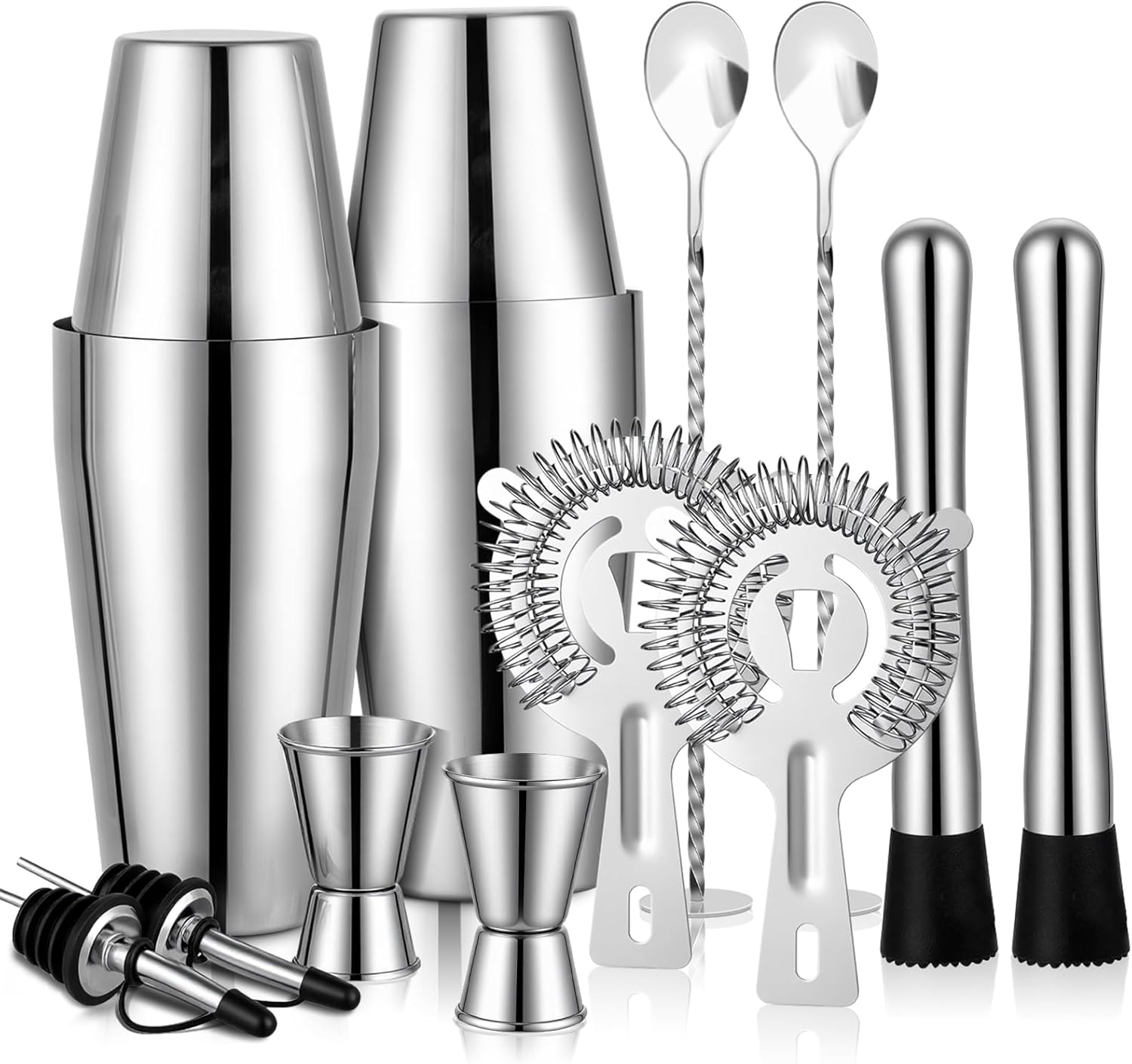 Cocktail Shaker Set, Boston Shakers Bartending Professional Bartender Kit Bartender Beginner Mixed Alcohol Martini Shaker Tins Tool for Bar Drink