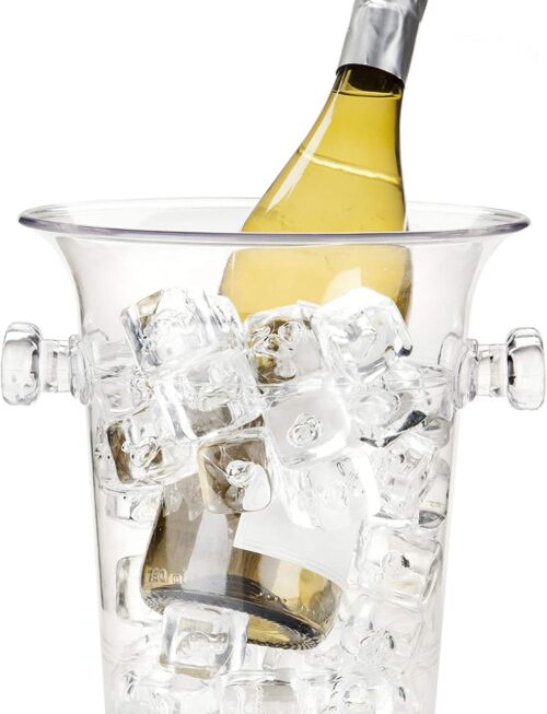 True Clear Acrylic Ice Bucket with Handles, 3-Liter Capacity, Durable Wine and Champagne Bucket, Perfect Ice Buckets for Parties, BBQs, Weddings, Picnics, Holidays, Outdoors, 8.75" x 8.25", Set of 1
