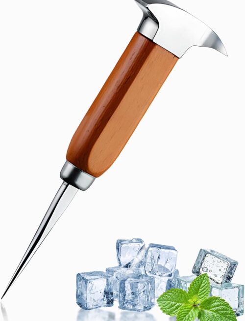 Ice Pick Tool with Wood Handle, Stainless Steel Ice Picks for Breaking Ice, Ice Carving Tools Bar Tools for Kitchen, Bars, Bartender, 6.7 Inch