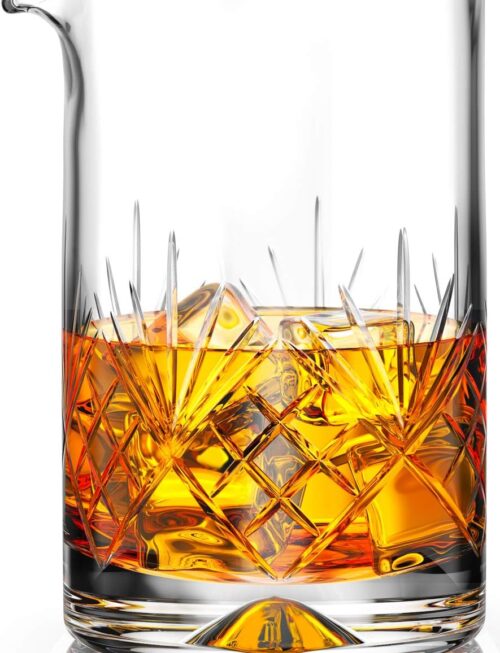 Crystal Cocktail Mixing Glass - Premium 24oz 710ml - Solid & Thick Bottom Cocktail Shaker Professional Quality Bartender Tool for Stirring Cocktail & Drinks - Gift Ideas for Christmas Birthday