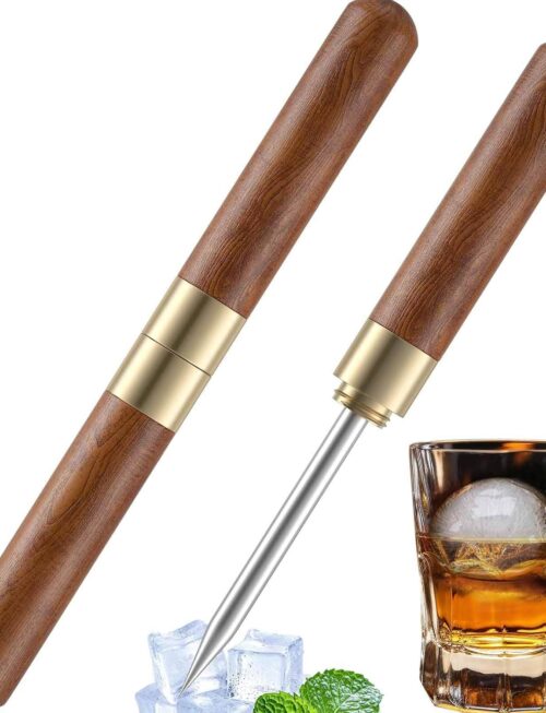 【Pack of 2】Ice Pick, Ice Pick Tool With Cover Non-Slip, Ice Picks Stainless Steel For Breaking Ice, Easy Grip, For Kitchen, Bars, Camping, Restaurant, Bartender